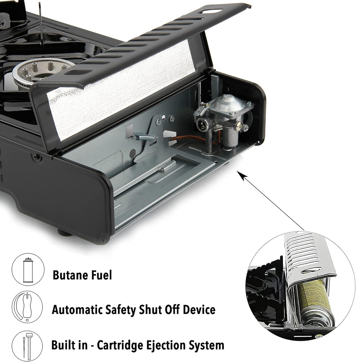SEDOL 2-Burner Portable Camping Stove | High-Power 5kW Double Gas Cooker with Piezo Ignition | Lightweight Alloy Steel Design with Protective Carry Case for Festivals Camping and Outdoor Cooking