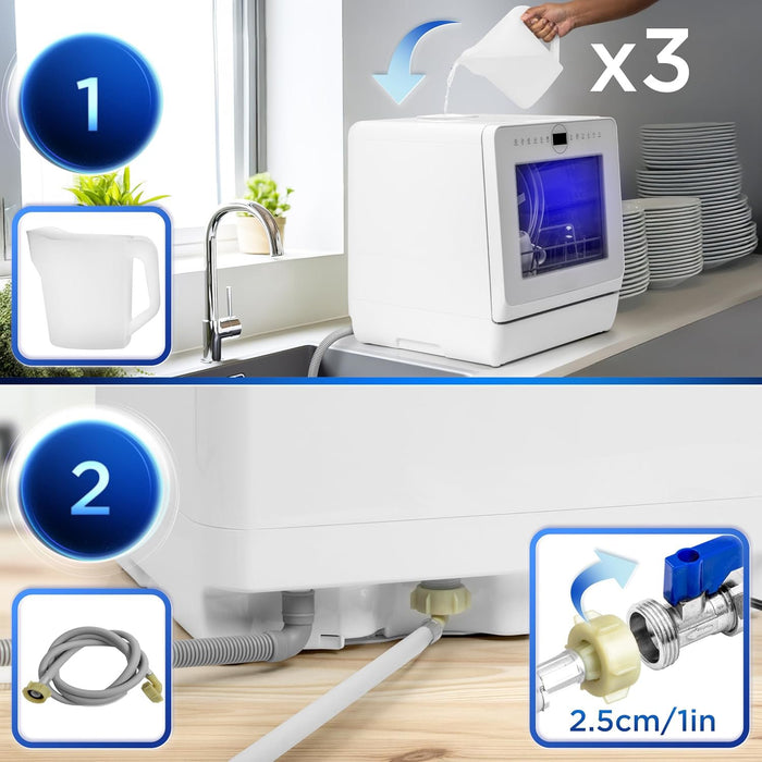 SEDOL Table Top Dishwasher No Plumbing Required 5L Built-In Water Tank Compact Countertop Dish Washer with 8 Wash Cycles and Fruit Wash Feature 950W Portable Mini Dishwasher for Renters RVs and Small Kitchens