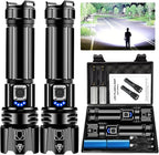 SEDOL 2-Pack Ultra-Bright Rechargeable LED Torches | High-Powered XHP70.2 Chip with 5000mAh Emergency Power Bank | IPX7 Waterproof & 1000m Zoomable Beam | Professional Tactical Torch Set for Camping and Emergencies