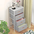 SEDOL 4 Drawer Fabric Chest of Drawers Slim Bedroom Storage Organizer Unit with Wood Top and Anti-Tip Safety System Narrow Tallboy Dresser for Kids Room Hallway and Small Spaces