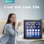 SEDOL Beer Fridge with Glass Door 55 Can Mini Drinks Fridge 36L Beverage Refrigerator with Blue LED Lighting and Removable Shelves for Home Bar Office and Man Cave Black