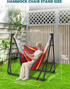 SEDOL 2-in-1 Hammock & Hanging Chair with Foldable Stand | Portable Freestanding Steel Frame Set | Heavy-Duty 200kg Capacity | Breathable Cotton Blend Hammock & Swing Chair for Indoor and Outdoor Relaxation