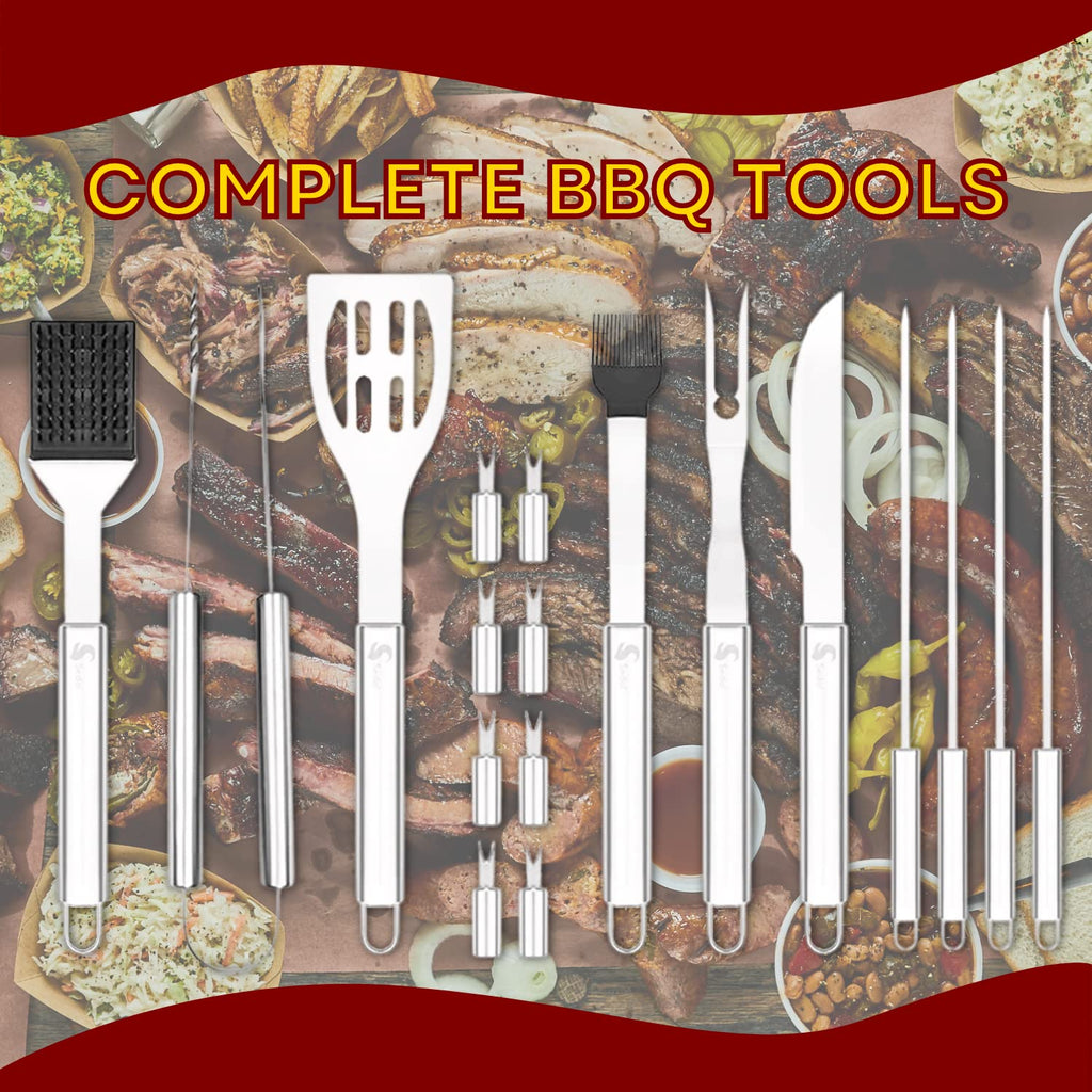 SEDOL BBQ Tools Set - 18pcs Heavy Duty Stainless Steel BBQ Accessories