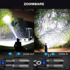 SEDOL Ultra-Bright Rechargeable LED Torch | 1000000 Lumen High-Powered XHP70 Chip Flashlight with Smart LCD Power Display | 5 Light Modes & Zoomable Beam | Waterproof Aviation-Grade Aluminum for Camping Hiking and Emergencies