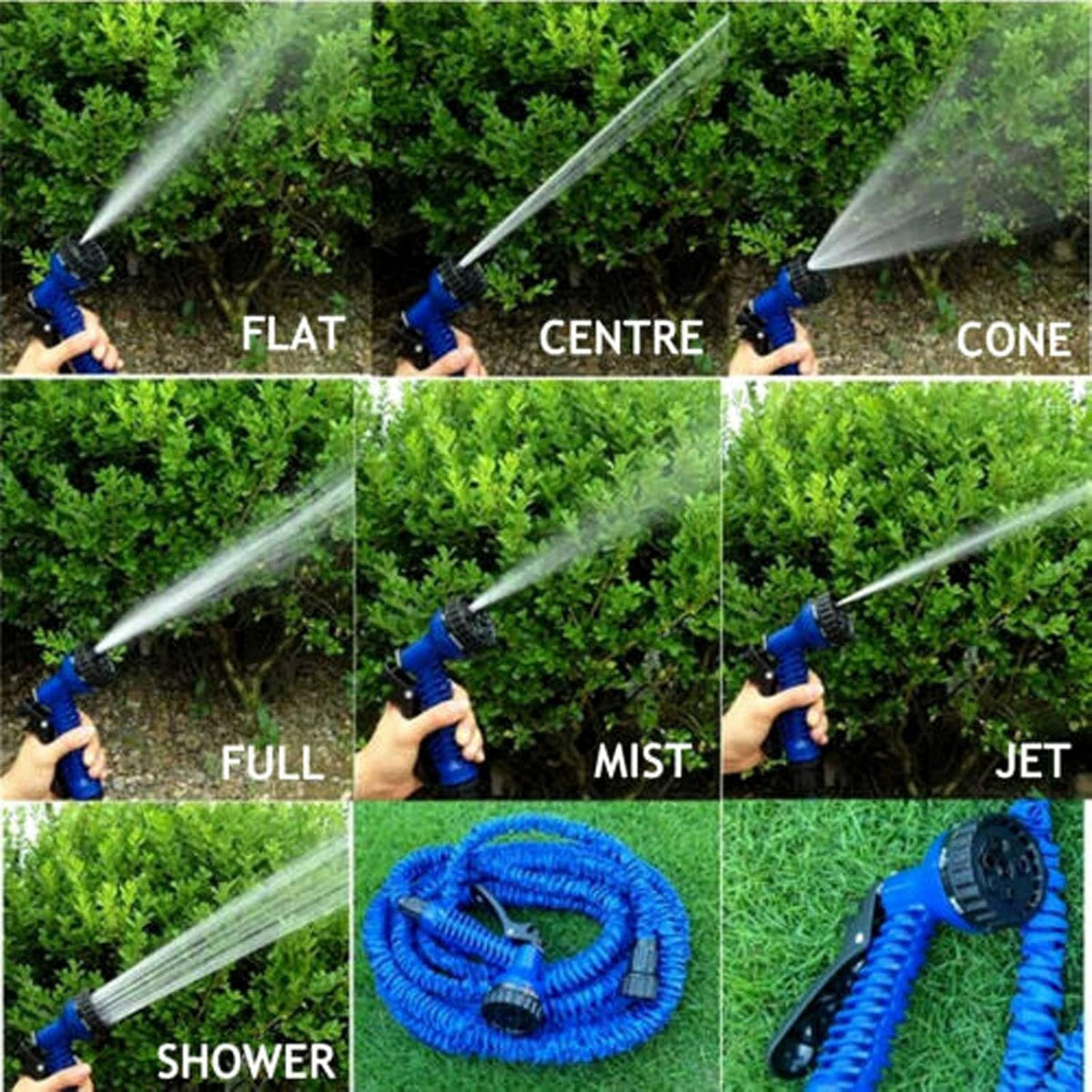 SEDOL 75FT Expandable Garden Hose Pipe Extra Strength Flexible Expanding Water Hose with 7-Function Spray Gun and Universal 1/2" & 3/4" Brass Fittings No-Kink Lightweight Hosepipe