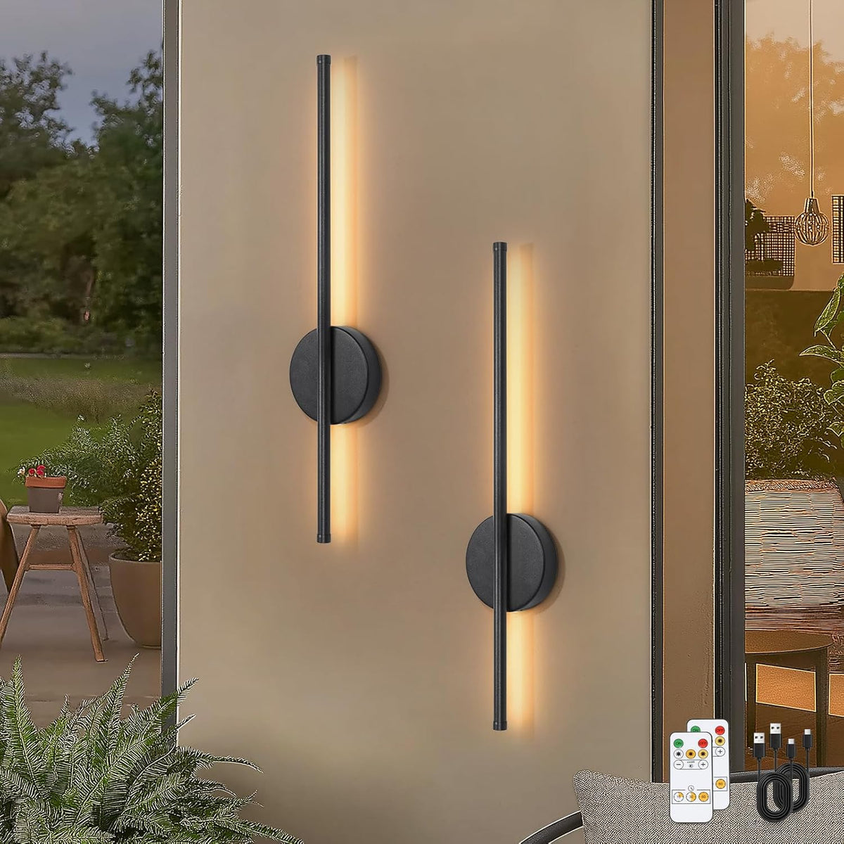 SEDOL 2-Pack Battery Operated Wall Lights Rechargeable Wireless Wall Sconce with Remote Dimmable LED Picture Light with Timer Magnetic Tool-Free Installation for Bedroom and Hallway