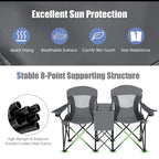 Double Folding Camping Chair with Canopy and Armrests