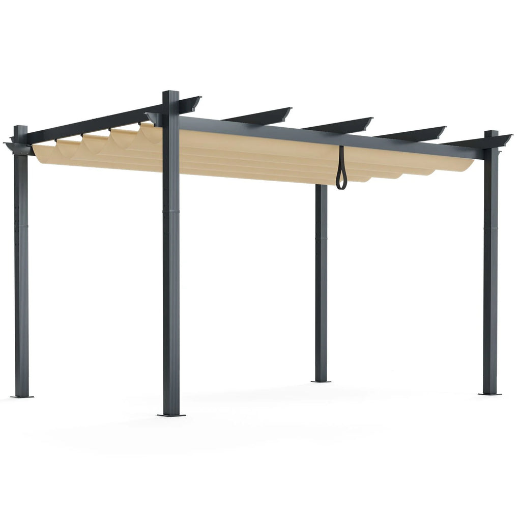 3x4m Outdoor Retractable Pergola with Adjustable Sun Shade Canopy