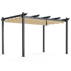 3x4m Outdoor Retractable Pergola with Adjustable Sun Shade Canopy
