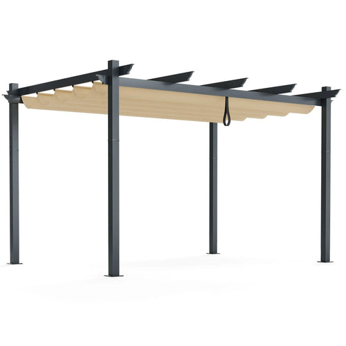 3x4m Outdoor Retractable Pergola with Adjustable Sun Shade Canopy