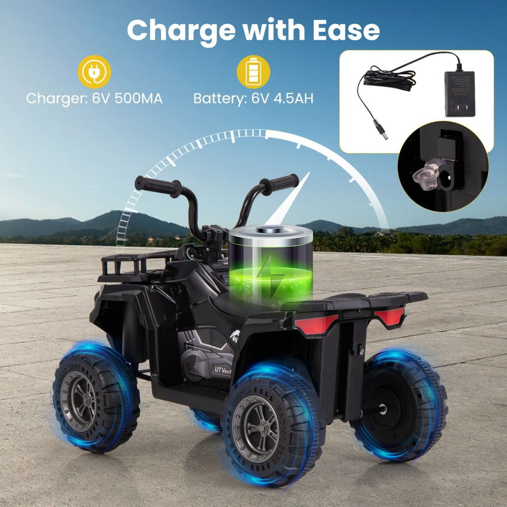 6V Kids Quad Ride-On – One-Button Start ATV with Tread Tires & MP3 Player