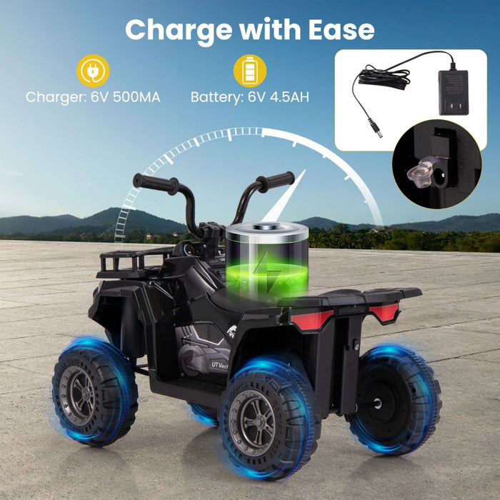 6V Kids Quad Ride-On – One-Button Start ATV with Tread Tires & MP3 Player