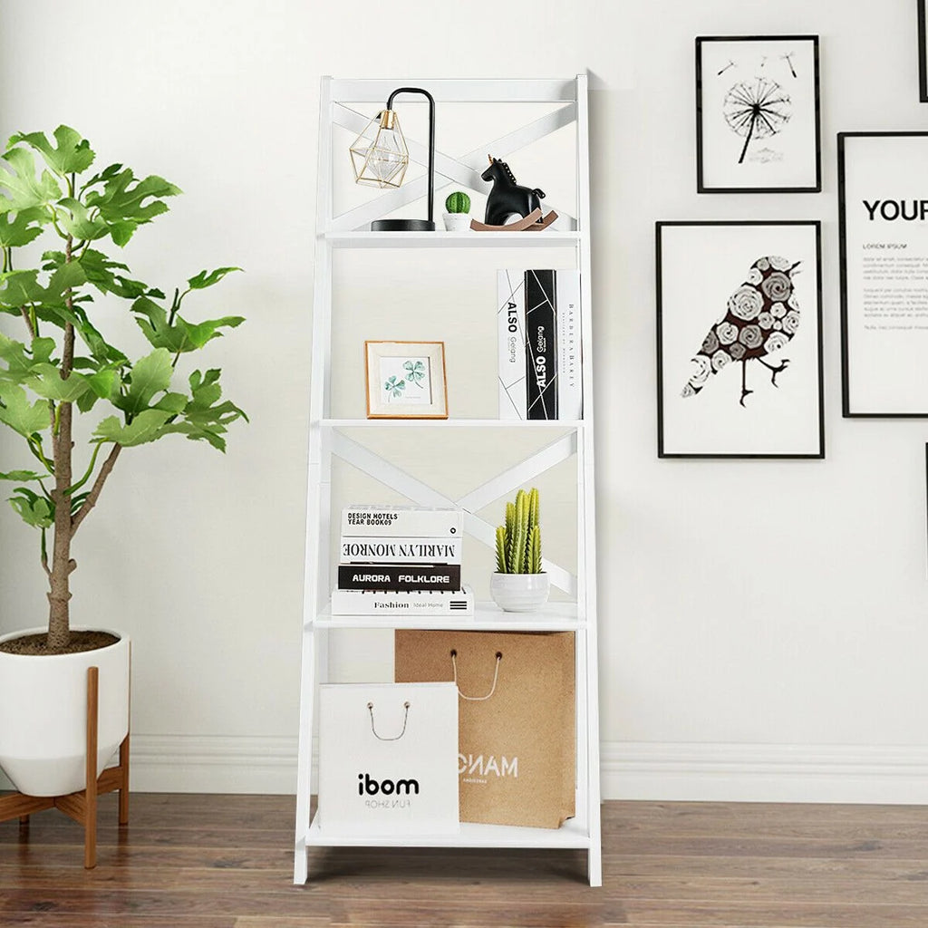 4 Tier Wooden Ladder Shelving Unit