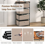 4-Tier Fabric Dresser with Drawers and Metal Frame