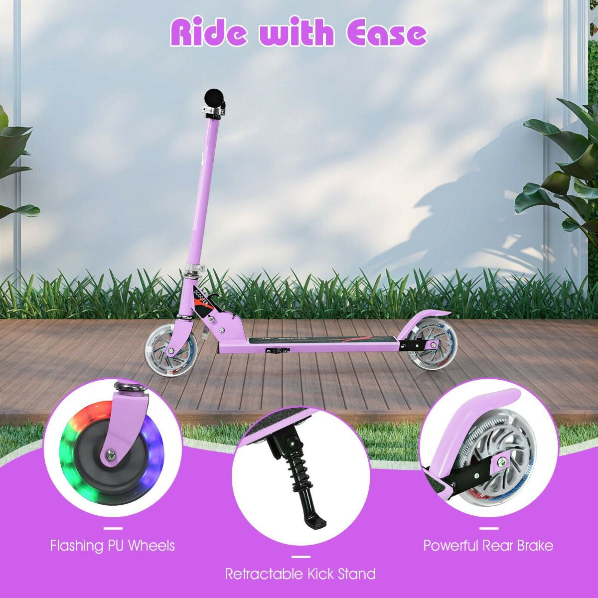 Aluminium Folding Stunt Scooter with LED Wheels – Kids T-Bar Kick Scooter