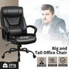 Executive Office Chair Height Adjustable Leather Computer Desk Chair with Rocking Backrest
