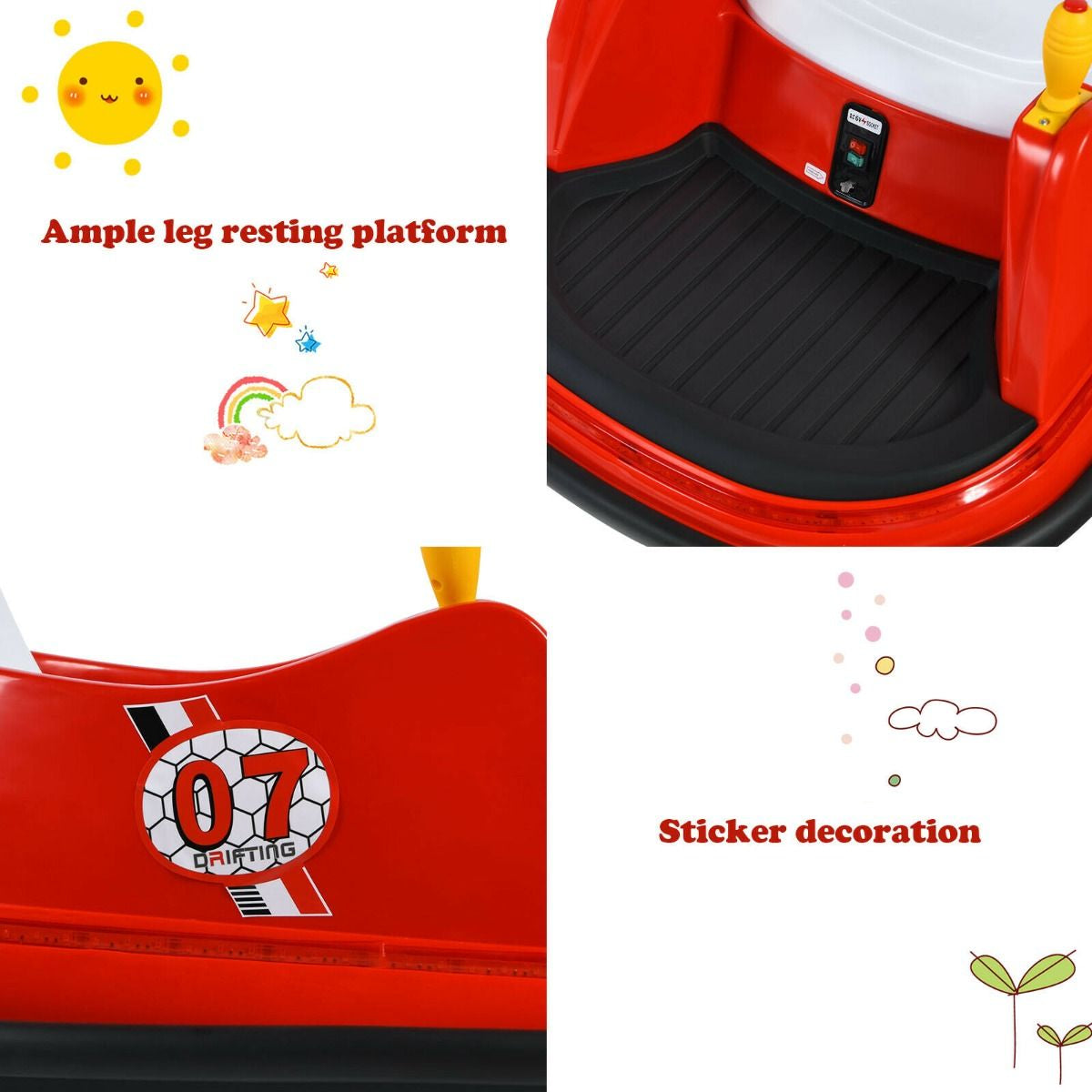 SEDOL Kids 6V Electric Bumper Car for Toddlers 360° Zero-Turn Waltz Car with Parental Remote Control Wall-Safe Rubber Bumper and Flashing LED Light Show