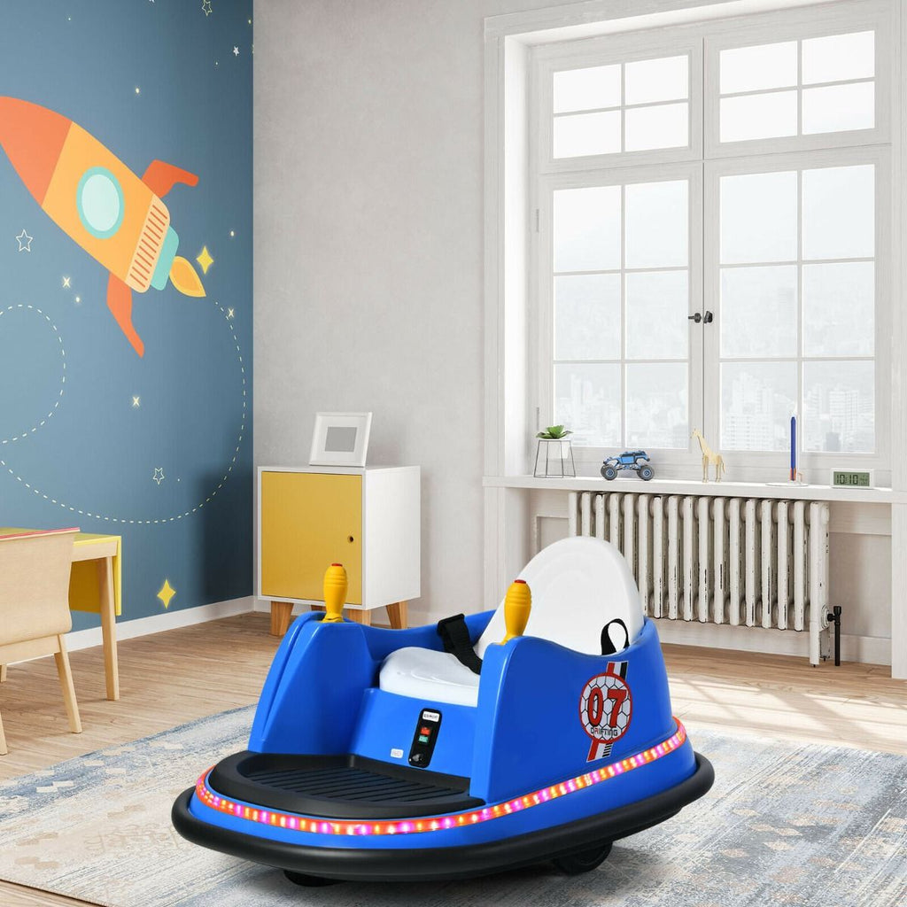 SEDOL Kids 6V Electric Bumper Car for Toddlers 360° Zero-Turn Waltz Car with Parental Remote Control Wall-Safe Rubber Bumper and Flashing LED Light Show
