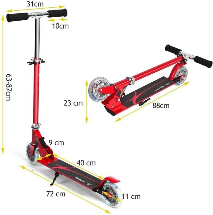 Aluminium Folding Stunt Scooter with LED Wheels – Kids T-Bar Kick Scooter
