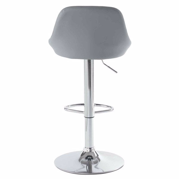 Adjustable PU Leather Counter & Bar Stool Set of 2 – Swivel 360°, Gas‑lift Height, Backrest, Foot‑rest – Grey