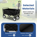 Heavy Duty Camping Garden Cart with Adjustable Handle and Drink Holders