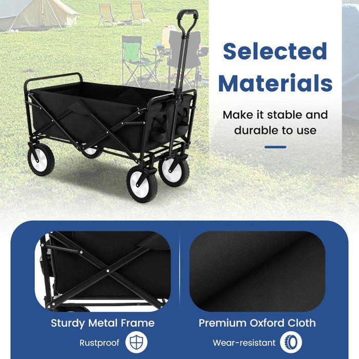 Heavy Duty Camping Garden Cart with Adjustable Handle and Drink Holders