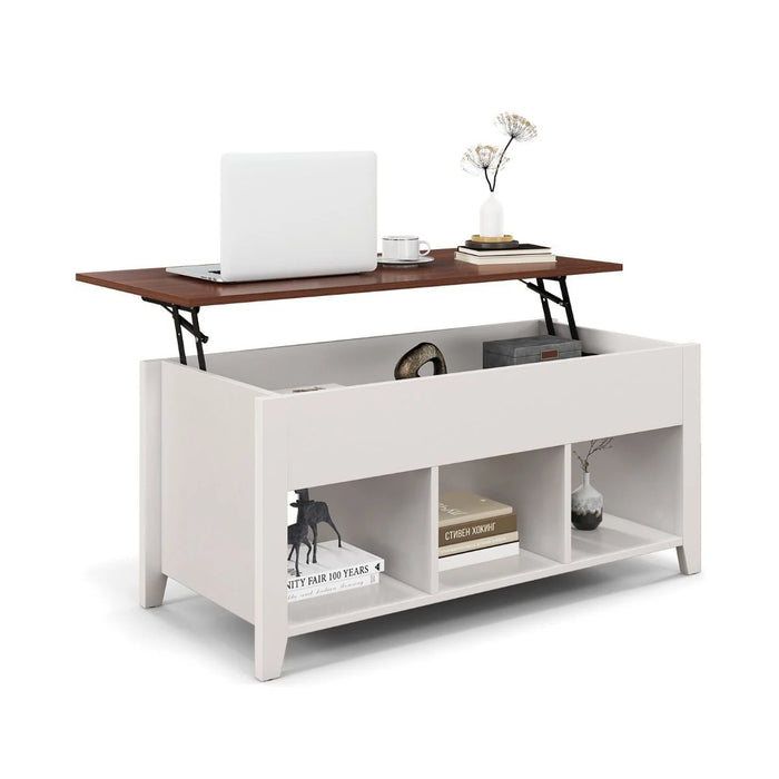 Rising Center Table with Lift Top Hidden Compartment