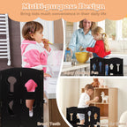 SEDOL Folding Montessori Learning Tower for Toddlers Space-Saving Height Adjustable Kitchen Helper Stool with Safety Latches and Full-Surround Guardrails