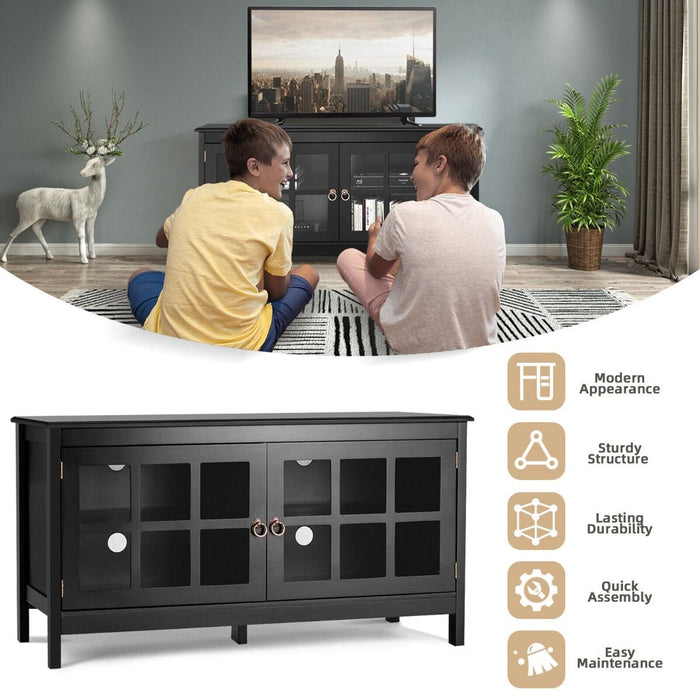 Modern Wooden TV Stand with Tempered Glass Doors for Tvs up to 50''