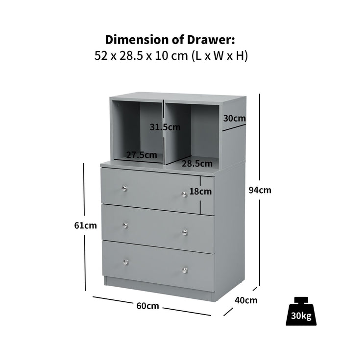 3-Drawer Dresser with 2 Open Compartments for Living Room Bedroom