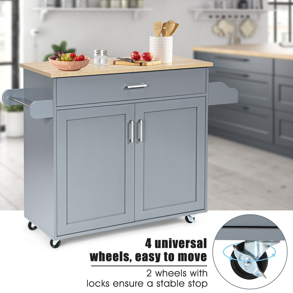 Rolling Kitchen Storage Trolley with Adjustable Shelf and Drawer