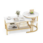 Set of 2 Nesting Coffee Table with Extra Storage Shelf