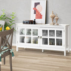 Modern Wooden TV Stand with Tempered Glass Doors for Tvs up to 50''