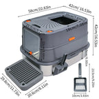 XL Stainless Steel Cat Litter Box – Enclosed Large Litter Tray with Lid, Front Entry & Top Exit Toilet Box