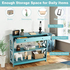 3-Tier Console Table with 1 Drawer and 2 Storage Shelves