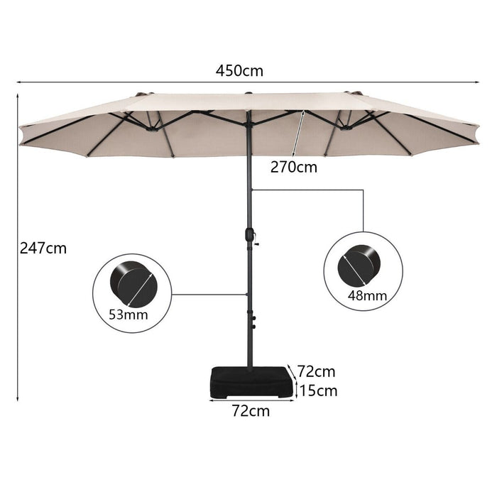 4.5m Double-Sided Outdoor Garden Parasol