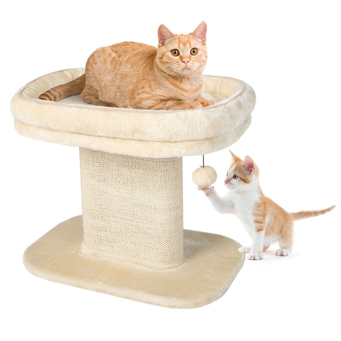 2-Tier Cat Tree with Sleeping Perch Sisal Scratching Plate and Ball
