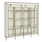67" Portable Clothes Wardrobe – 12-Shelf Fabric Closet Organiser (Beige)