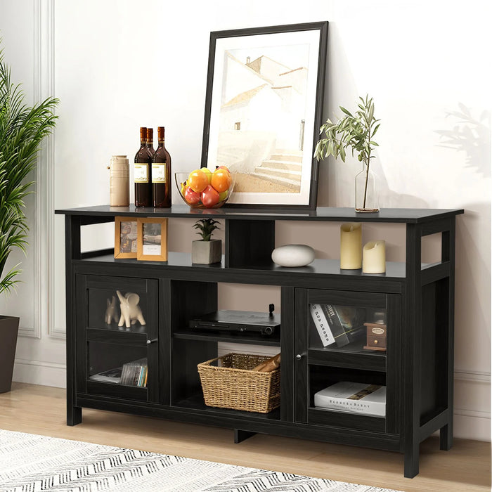 Living Room Console Table for Tvs with Wooden Fireplace and 2 Cabinets