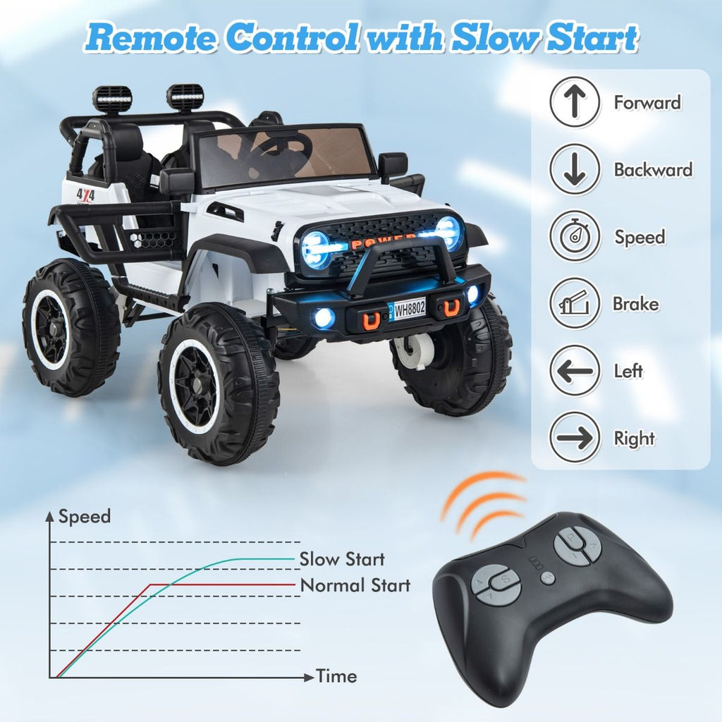 SEDOL 2-Seater 24V Kids Ride-On Truck with 4-Motor 4WD System Parental Remote Control 3-Point Safety Harness and Bonus Digging Shovel – 50kg Capacity