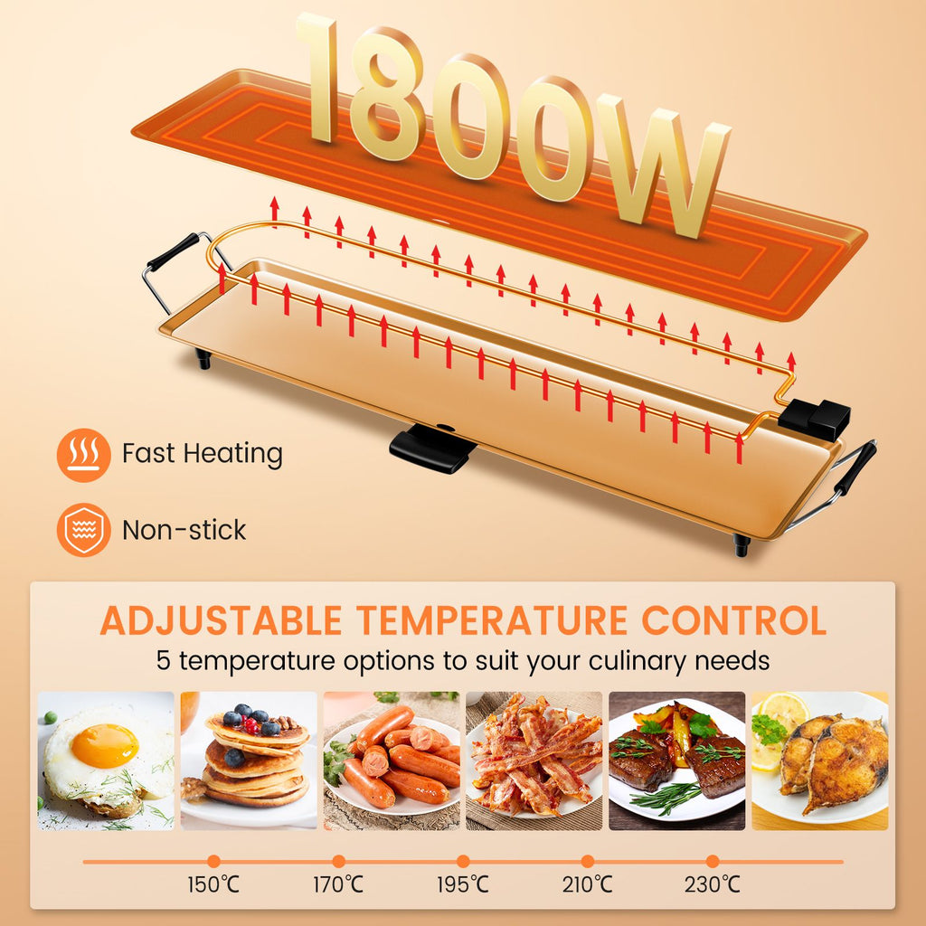 XXL Teppanyaki Table Grill – 90 × 23 cm XXL Electric Teppanyaki Hot Plate 2000W