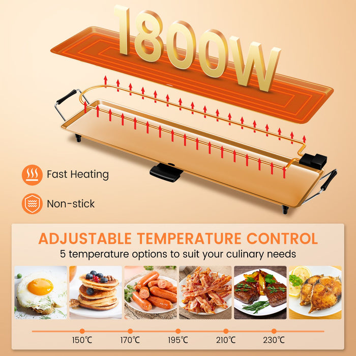 XXL Teppanyaki Table Grill – 90 × 23 cm XXL Electric Teppanyaki Hot Plate 2000W