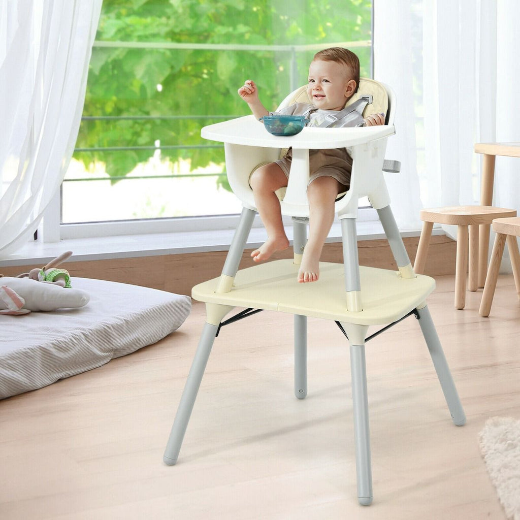 SEDOL 5-in-1 Convertible Baby High Chair & Independent Play Table Set with 5-Point Safety Harness 2-Position Removable Tray and Waterproof Easy-Clean Cushion