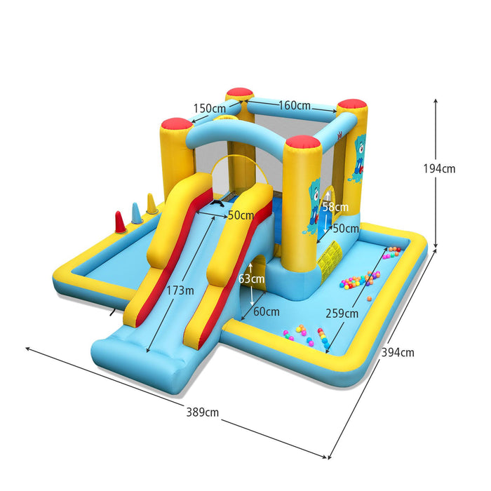 Inflatable Bouncy Castle Unit with Slide, Tunnel & Ball Pit (No Blower)
