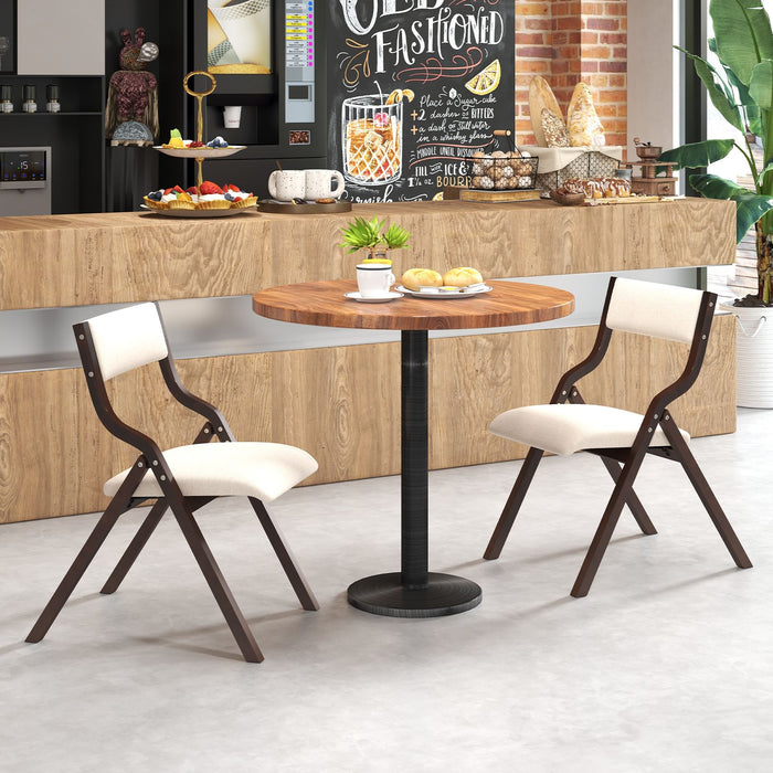 Folding Dining Chair Set of 2 with Solid Wood Frame and Padded Seat