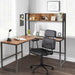 L-Shaped Corner Computer Desk with Storage Bookshelf