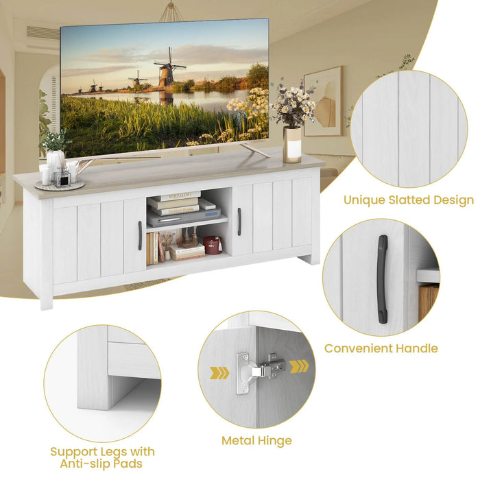 TV Stand with 2 Doors and Storage Shelves for Tvs up to 65 Inches