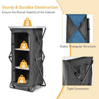 3-Tier Folding Camping Storage Cabinet with Side Pockets and Carry Bag