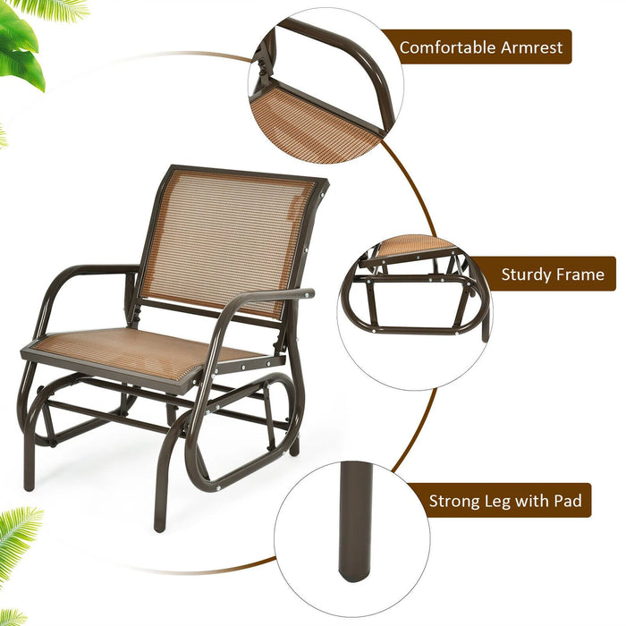 Glider Rocking Chair – Outdoor Swing Seat with Steel Frame & Breathable Fabric