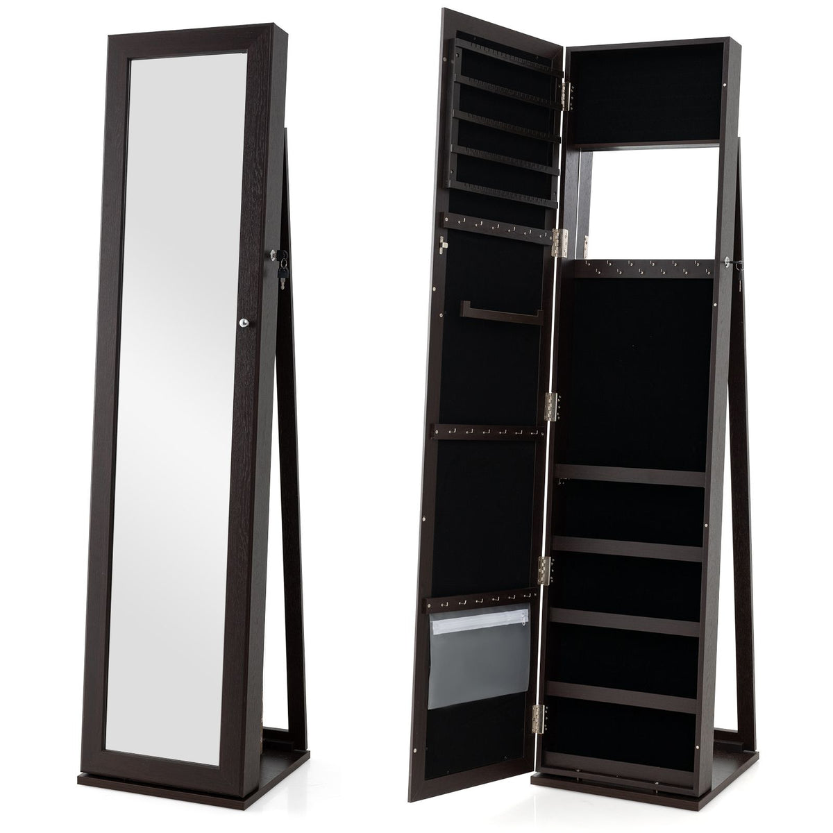 3-In-1 Mirrored Jewellery Armoire with Display Shelves